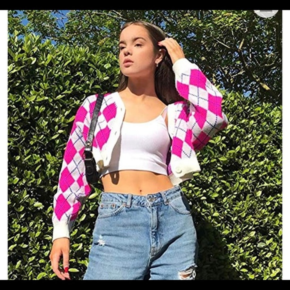 Cropped Argyle Cardigan - Picture 3 of 3